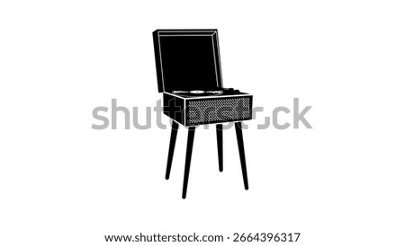 Retro Vinyl Record Player,black isolated silhouette
