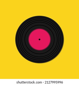 Retro vinyl record vector icon, illustration for music related design.

