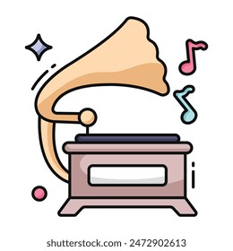 Ein Retro-Vinyl-Recorder-Icon, Vektorgrafik-Design des Grammophons