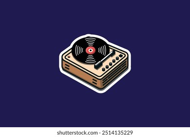 Retro Vinyl Recorder Illustration | Vintage Record Player Vector Art for Posters, T-Shirts, and Digital Designs | Classic Music Icon