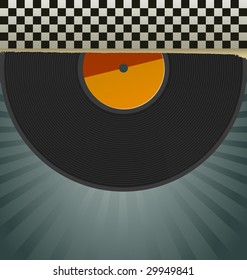 retro vinyl records in a box