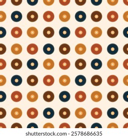 Retro Vinyl Records on Beige Vector Seamless Pattern Design