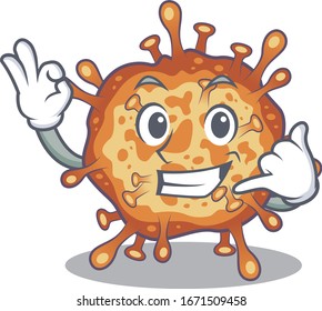 Retro virus corona mascot cartoon design showing Call me gesture