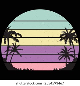 Retro vitage sunset design art