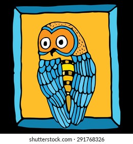Retro vivid owl illustration 