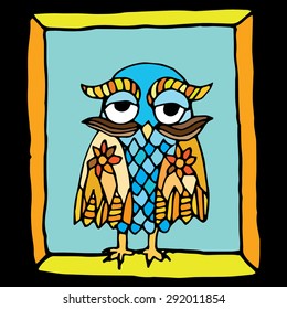 Retro vivid owl illustration