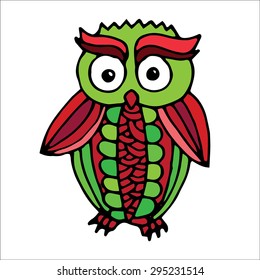 Retro vivid owl illustration