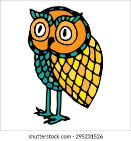 Retro vivid owl illustration