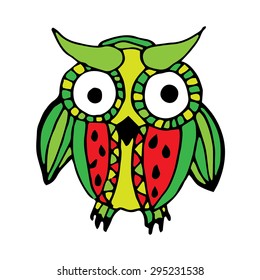 Retro vivid owl illustration