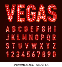 Retro Volumetric Signboard Letters with Red Light Bulbs