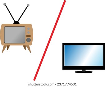 retro frente a televisión moderna Imágenes vectoras o imágenes prediseñadas