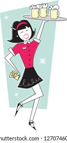 Retro Waitress With Beer