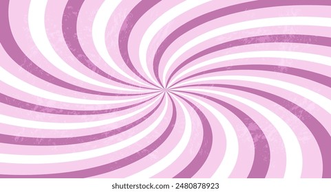 Retro wall background,  groovy backdrop and empty banner with pink swirl pattern and scuffed texture. Vector illustration.