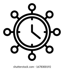 Retro wall clock icon. Outline retro wall clock vector icon for web design isolated on white background