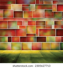 retro wall tile pattern of mosaic abstract design wallpaper