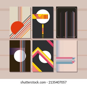 retro wallpaper cartels with abstract fomrs