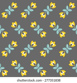 Retro wallpaper - floral  pattern with abstract scandinavian geometric flowers - pattern based on traditional  folk ornaments. Seamless background. Vector illustration.