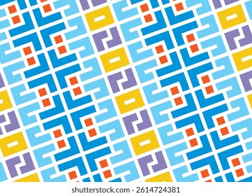 Retro wallpaper, Modern Abstract Composition with Geometric Forms, square geometric shape seamless pattern