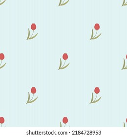 Retro wallpaper with tulips. Pattern in the style of the 60s.