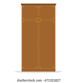 Retro wardrobe, old wardrobe. Retro furniture. Flat design, vector illustration, vector.