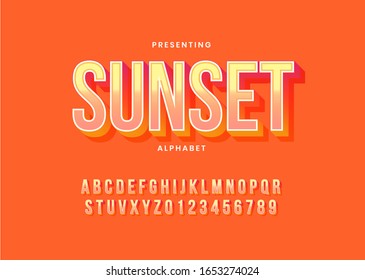 Retro warm color alphabet font. Typography vintage style fonts for poster headline. vector illustration