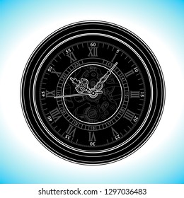 Retro watch vector sketch simple line illustration
