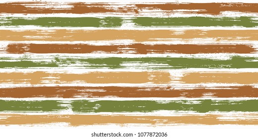 Retro watercolor brush stripes seamless pattern. Beige, brown and green paintbrush lines horizontal seamless texture for background. Hand drown paint strokes design artwork. For wallpaper.