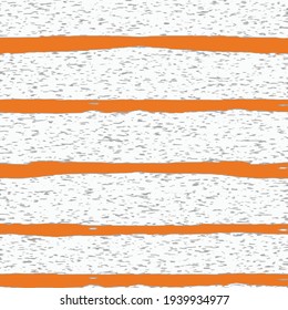 Retro watercolor brush stripes seamless pattern. Horizontal seamless texture of white and orange  brush lines for backdrop. Hand smother paint strokes decoration art. For clothes.
