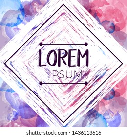 Retro watercolor frame with lorem ipsum text - Vector