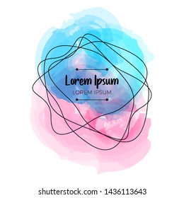 Retro watercolor frame with lorem ipsum text - Vector