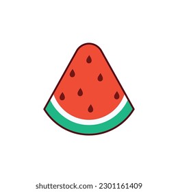 Retro Watermelon fruit slice design with seeds