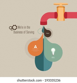 Retro Watertap Infographics design and retro dot pattern texture Background