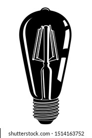 Retro watt bulbs. Steampunk light lamp simple style, vintage vector lamp, interior decoration lightbulb.