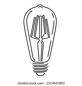 Retro watt bulbs. Steampunk light lamp outline style, vintage vector lamp, interior decoration lightbulb.