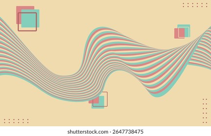 Arrière-plan Abstrait à vagues rétro avec lignes géométriques minimales