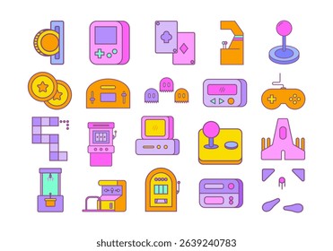 Retro Wave Arcade Element Set