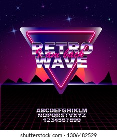 retro wave background place for text 