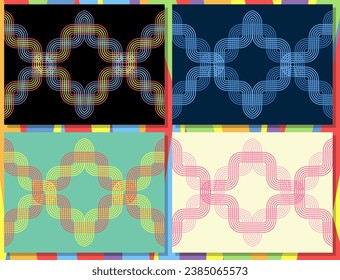 Retro wave lines interlaced horizontal pattern. Vector illustration.