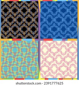 Retro wave lines in a row arranged zigzag until the frame is full. Textile textures Vector collection.