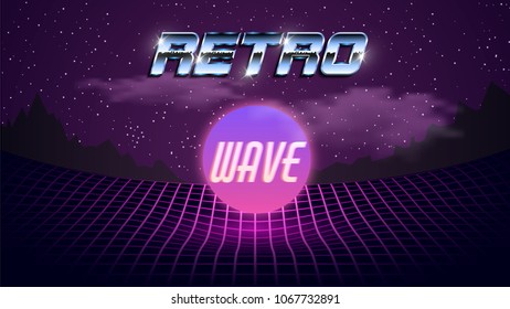 Retro wave purple background 