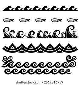 Retro wave set, isolated on white, vector illustration