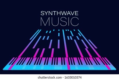 Retro wave style electronic music poster. 80s or 90s computer style design concept. Electronic music banner