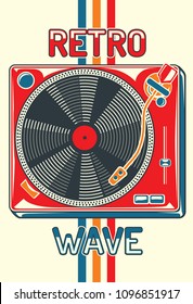 Retro wave - turntable poster design
