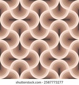 Retro waves wallpapers pattern, Seamless repeating vector pattern, brown mocha mousse colors