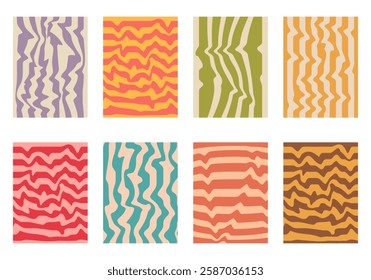 Retro wavy abstract background collection. Mid-century modern design for posters, flyers and banners