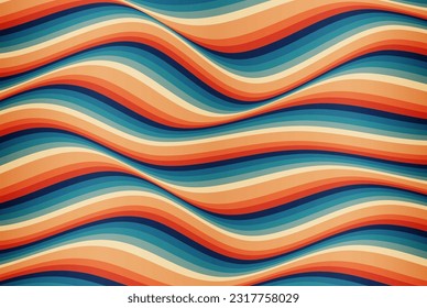 Retro wavy abstract background.Colorful design of wavy shapes.