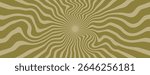 Retro wavy background with olive green and beige colors. The background features a swirling pattern with olive green as the dominant color. Psychedelic pattern background vector. Beige background.