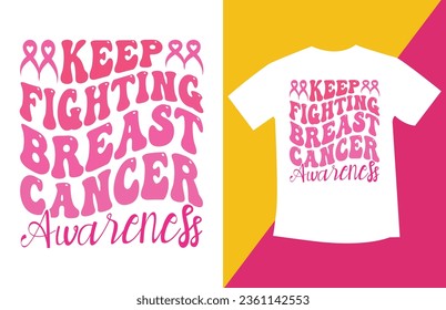 Retro Wavy Breast Cancer T-Shirt Design