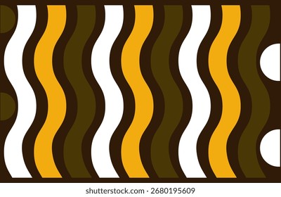 Retro ondulado e xadrez cartaz arte em laranja, verde-oliva, castanho castanho. Projeto em camadas de onda oceânica, estilo tribal retro terra rústica, ideal para impressões de moda, cartazes de festa, design têxtil arrojado