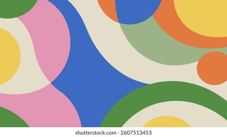 Retro Wavy and Circular Abstract Colorful Background. Vector design for wrapping, fabric, textile, wallpaper, and decor